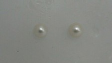 Freshwater White 6.5 mm Pearl Stud Earrings 14k White Gold Post and Push Backs