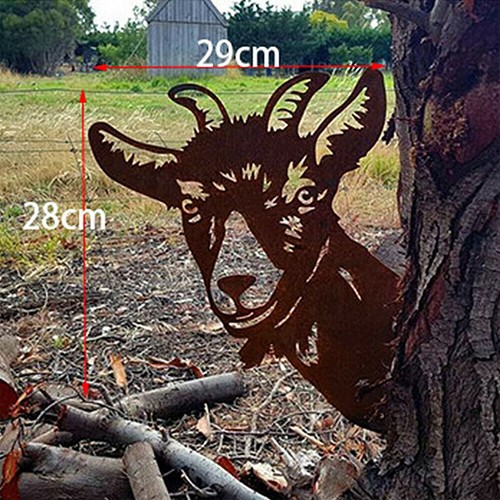 Art Hanging Metal Peeping Cow Goat Ornaments Outdoor Garden Adornment Home Decor - Foto 5 di 16