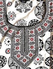 NWT RED WHITE BLACK KAFTAN CAFTAN MUMU LARGE XL TO 2X BOHO HIPPIE ETHNIC