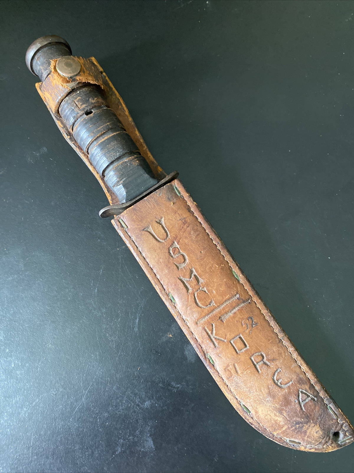 Vintage K Bar Knife and Leather Sheath US Army eBay