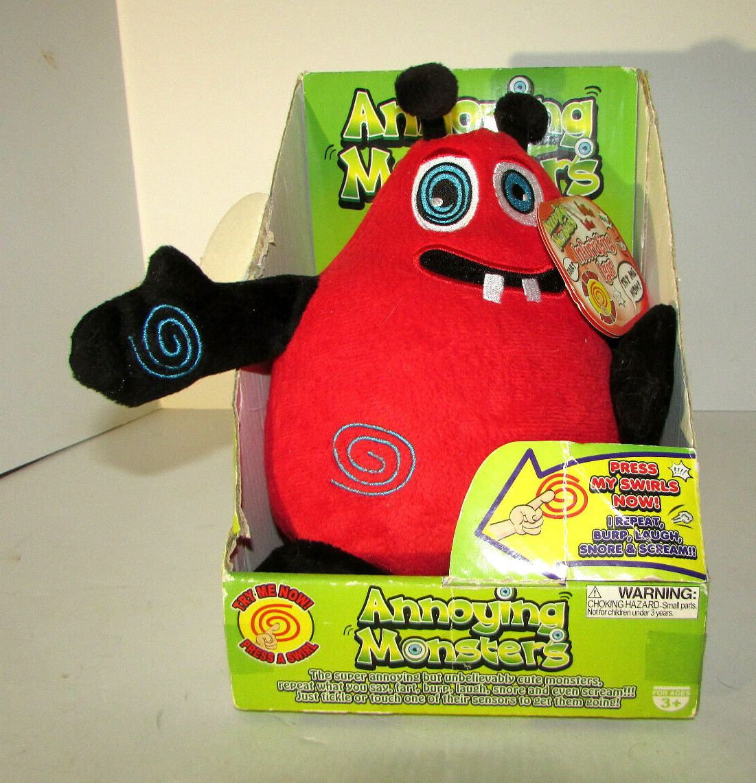 ANNOYING MONSTERS Fun Sounds Plush Toy w Tag & Box INFURIATING