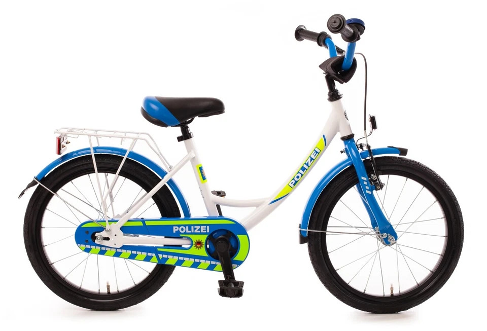Bachtenkirch Kinderfahrrad 18 Zoll POLIZEI Blau/Weiß/Neon (434-PZ-01)