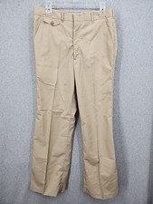 NWT Vtg 70s Harris Slacks Mens Cream Flat Front Slacks MADE USA 33 X31 WIDE LEG