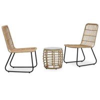 3 Piece Bistro Set Poly Rattan Oak vidaXL