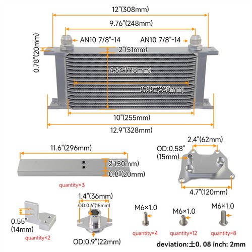 Racing 16 Row 10AN Oil Cooler Kit for Audi A3 S3 8V EA888 2.0 TFSI 2013-2019 - Picture 6 of 9