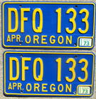 Item photo. Show Listing Details page. Listing 1973 Oregon License Plate Number Tag Pair