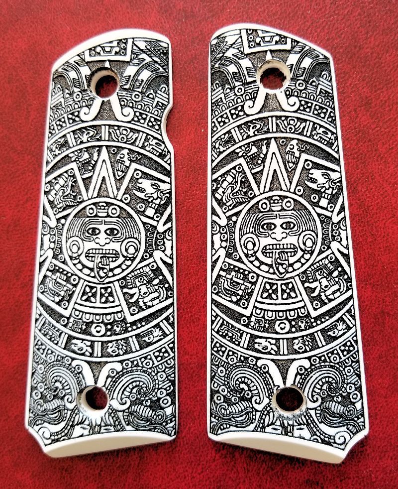 Colt 1911 custom imitation ivory scrimshaw grips Aztec Calendar | eBay