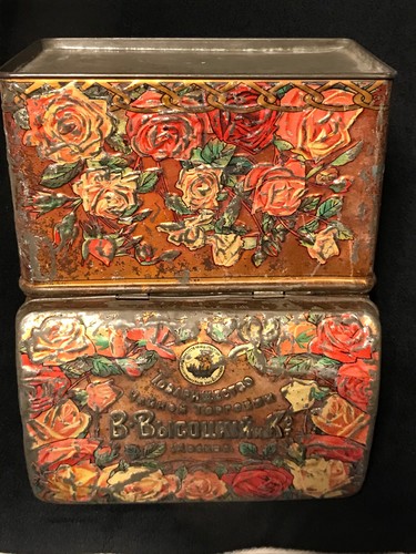 ORIGINAL LARGE CIRCA 1900 RUSSIAN IMPERIAL ANTIQUE TIN TEA BOX WISSOTZKY RUSSIA - Picture 7 of 13