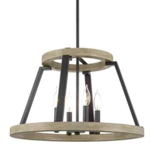Kira Home Ludlow 60-Watt 4-Light Black Farmhouse Pendant  Hanging Light Fixture