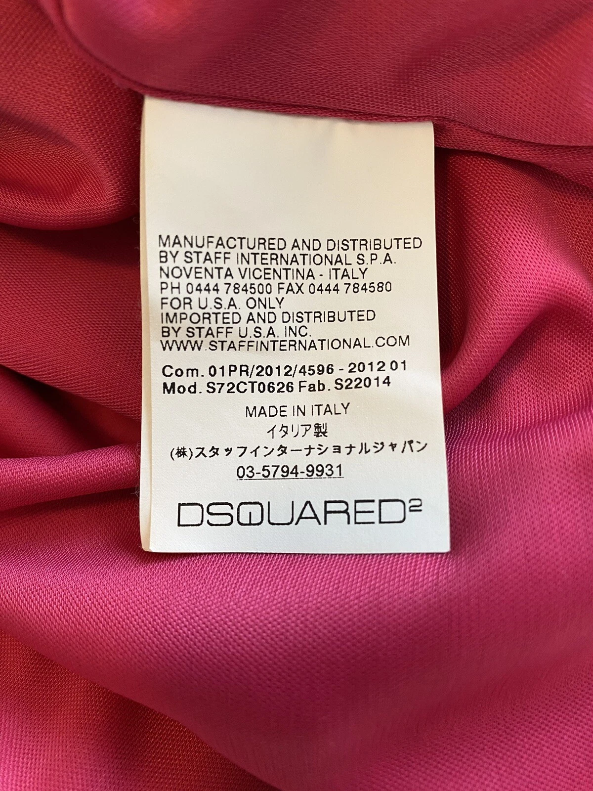Abito Dsquared2 Fucsia Rosa Taglia XS Made in Italy