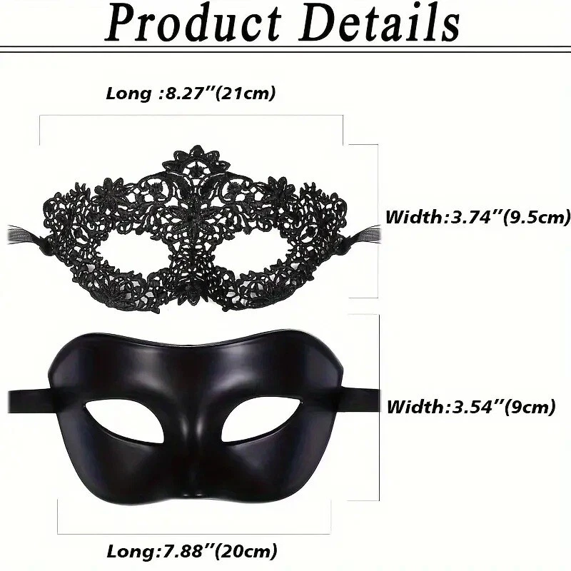 HOT Couple 2pcs Masquerade Masks Venetian Costume Ball Wedding Cosplay Party - Image 2 of 4