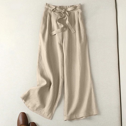 Summer Women Cotton Linen Wide Leg Elastic Waist Pants Trousers Casual PlusSize· - Picture 4 of 20