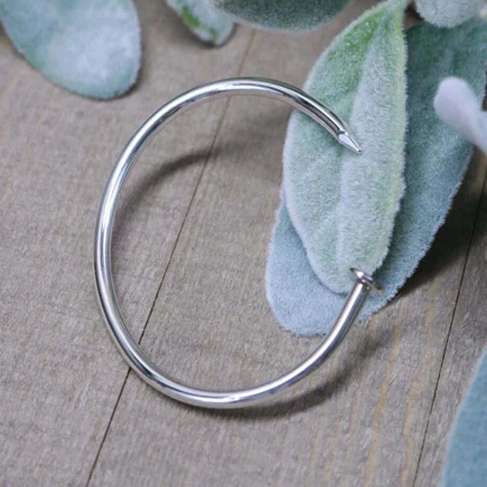 Pulseira de prata esterlina 925 feita à mão com punho ajustável unissex joia - Imagem 4 de 4