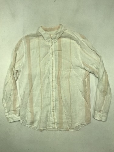 Jag Beige Cream White XL Linen Long Sleeve Logo Mens Button Shirt Adult Top