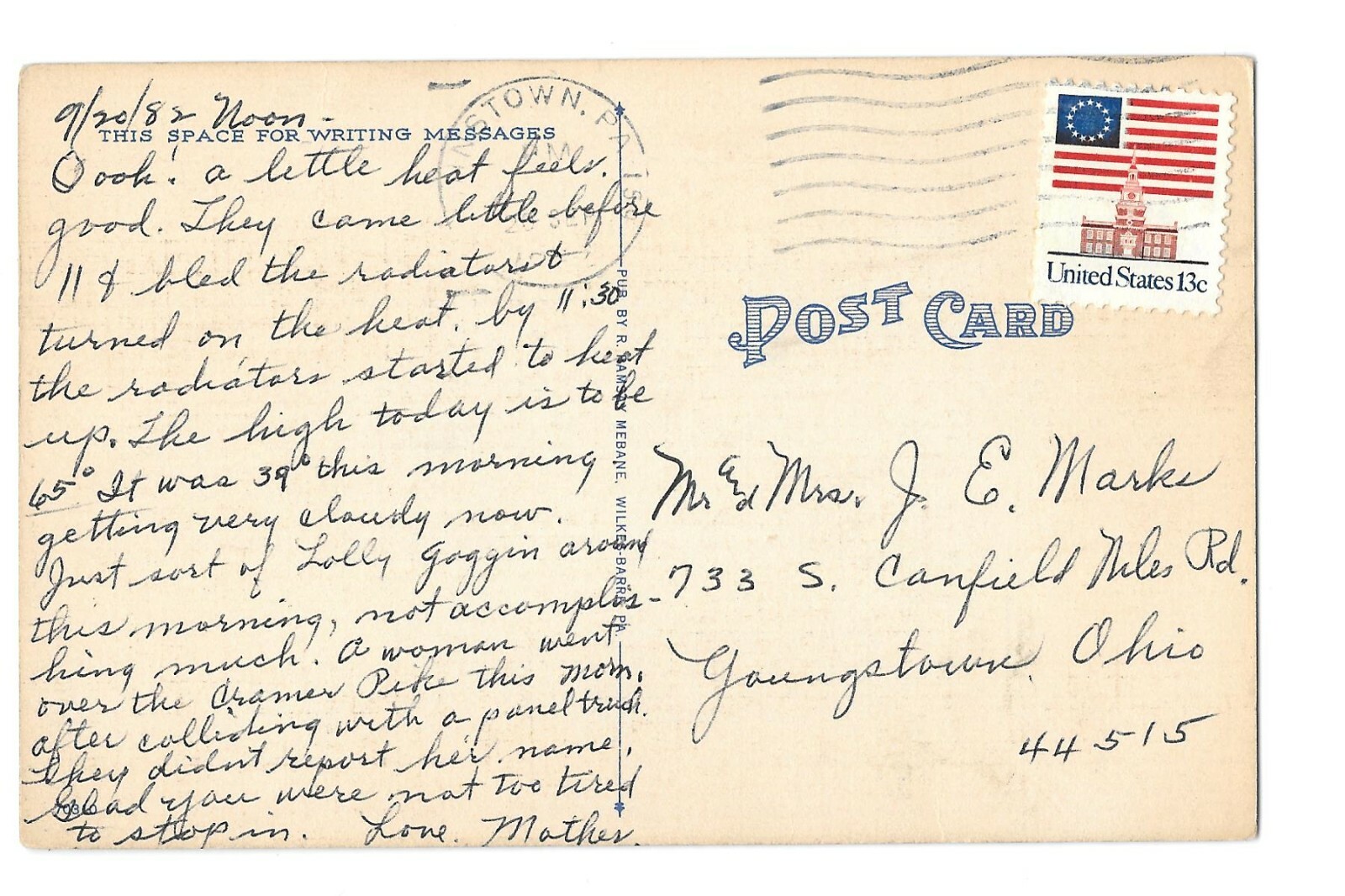 Vintage Postcard Fisherman's Paradise near Bellefonte PA PM 1982 Linen