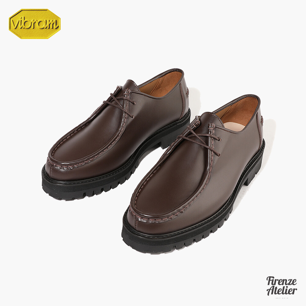 Firenze Atelier Mens Brown Leather Wallabees Moc Toe Derby