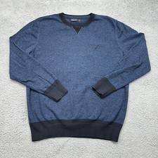 Nautica N712464 Men  s Large Textured Blue Crewneck LS Sweater 100 Cotton S53927