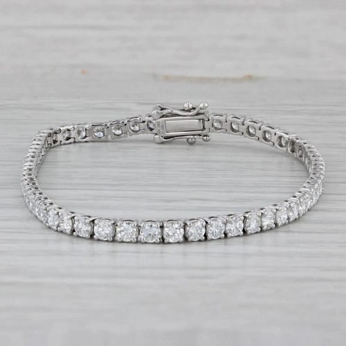 9Ct Round 4MM Lab Created Diamond 14k White Gold Plated 7.5 Inch Tennis Bracelet - Picture 6 of 7