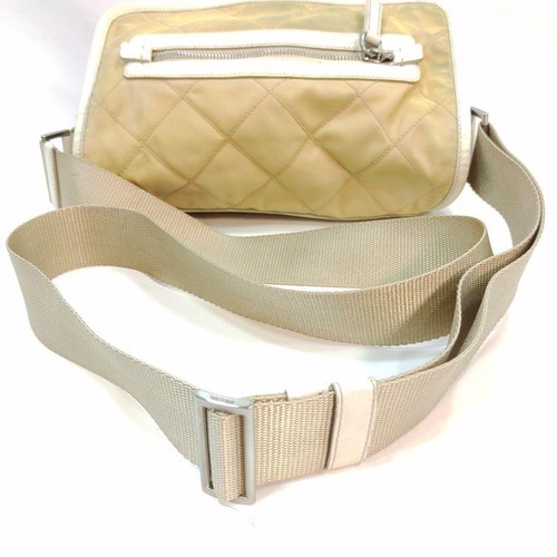 PRADA Nylon Shoulder Bag Auth Beige Medium Women From Japan - Picture 4 of 10