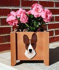 Basenji Planter Flower Pot Brindle White