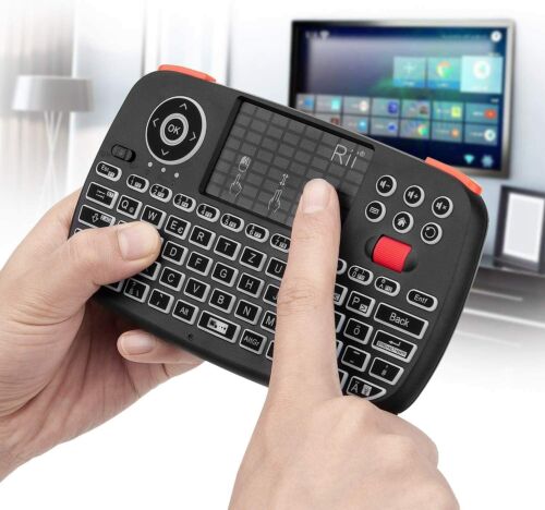 Rii i4 Mini Dual Mode Wireless Keyboard Touchpad Mouse Wheel Backlit Keyboard, German - Picture 1 of 6