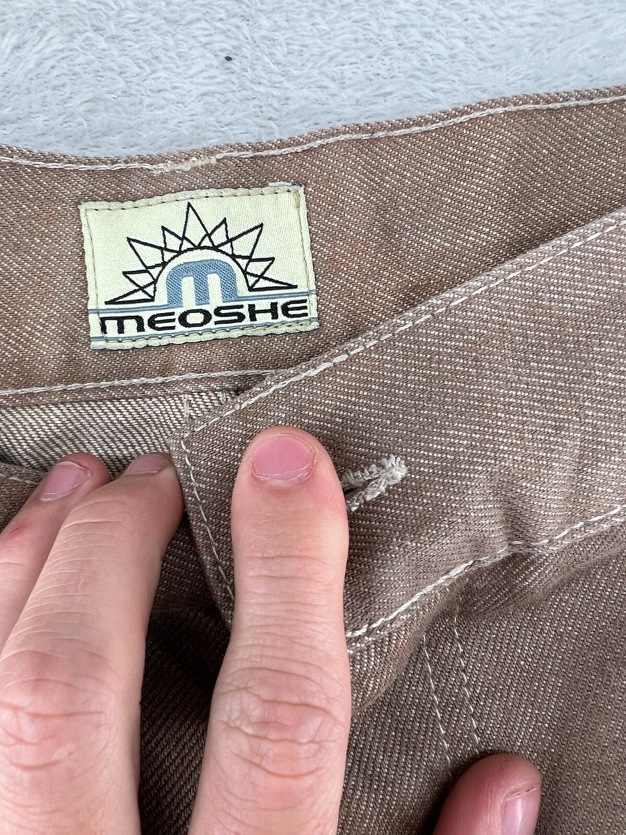 Meoshe Mens Jeans 38x30 Baggy Skater 90s Y2K Streetwear Tan Meoshe Mens Jeans 38x30 Baggy Skater 90s Y2K Streetwear Tan
