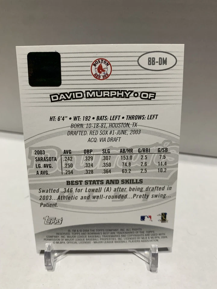 David Murphy 2004 Bowmans Mejor Novato Autógrafo RC #BB-DM Boston Red Sox Foto 2 de 2