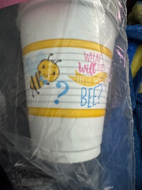 Amscan ¿Qué será la pequeña abeja? 25ct. Tazas de fiesta de plástico Gender Reveal Foto 2 de 2