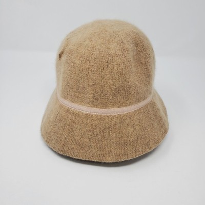 VINTAGE GAP RABBIT HAIR WOOL BLEND TAN TAUPE CLOCHE BUCKET  display picture 1