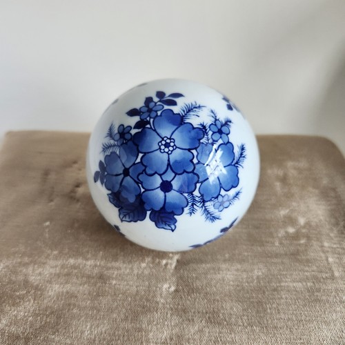 4" blau und weiß Keramik Teppich Ball mit Blumenmuster - Bild 8 von 8