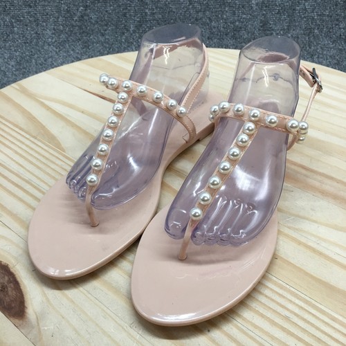 Stuart Weitzman Sandals Womens 10 B Slingback Pink Pearly Studded Jelly NEW - Picture 14 of 19