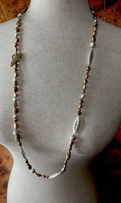 Sigrid Olsen Mixed Tone Metal Designer Signed Stamped Toggle Clasp Necklace