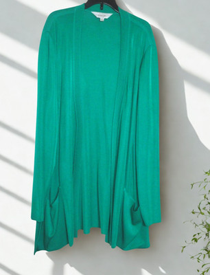 Exclusively Misook (3X) Green Cardigan Long Sleeve Sweater