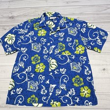 VTG OP Ocean Pacific Hawaiian Shirt Mens M Blue Floral 80s 90s Surf Beach Nepal
