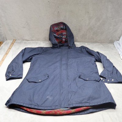 Outback Trading Co Jacket Women 1X Blue Oilskin Waterproof Aztec Lining Western