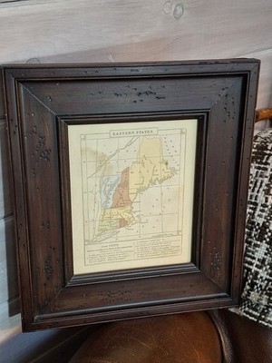 Framed Art Print Eastern States Map United States 17  1/2'' x 15  1/2'' Rustic
