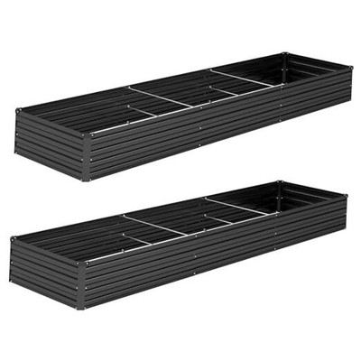 2PCS 12x2x1FT Galvanized Raised Garden Bed Kit,Vegetable 12x2x1(2PCS) Black