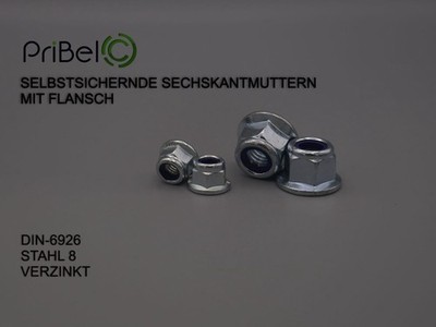 DIN 6926 Stoppmuttern verzinkt M6 M10 mit Flansch /  B2B Rabatte möglich