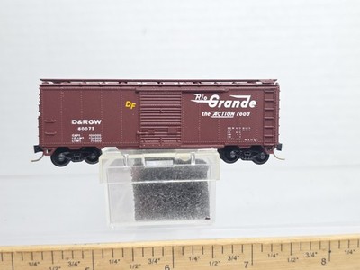 Con Cor N Scale 1004U Rio Grande D&RGW 60073 40' Boxcar W/ Mtl Trucks Couplers