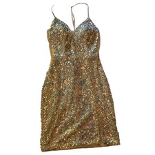 Short White Cinderella Divine Sequin Open Back Formal Prom Party Dress Size 4