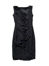 Carole Little Dress Black Ruffle Sleeveless Bodycon Gold Size 6