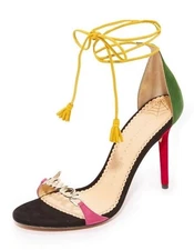Charlotte Olympia Lets Dance Suede Heeled Sandals Multi Size 36.5 / US 6.5
