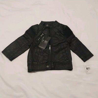 NWT URBAN REPUBLIC Baby Moto Jacket Black Faux Leather 24 Months NEW Bikercore 