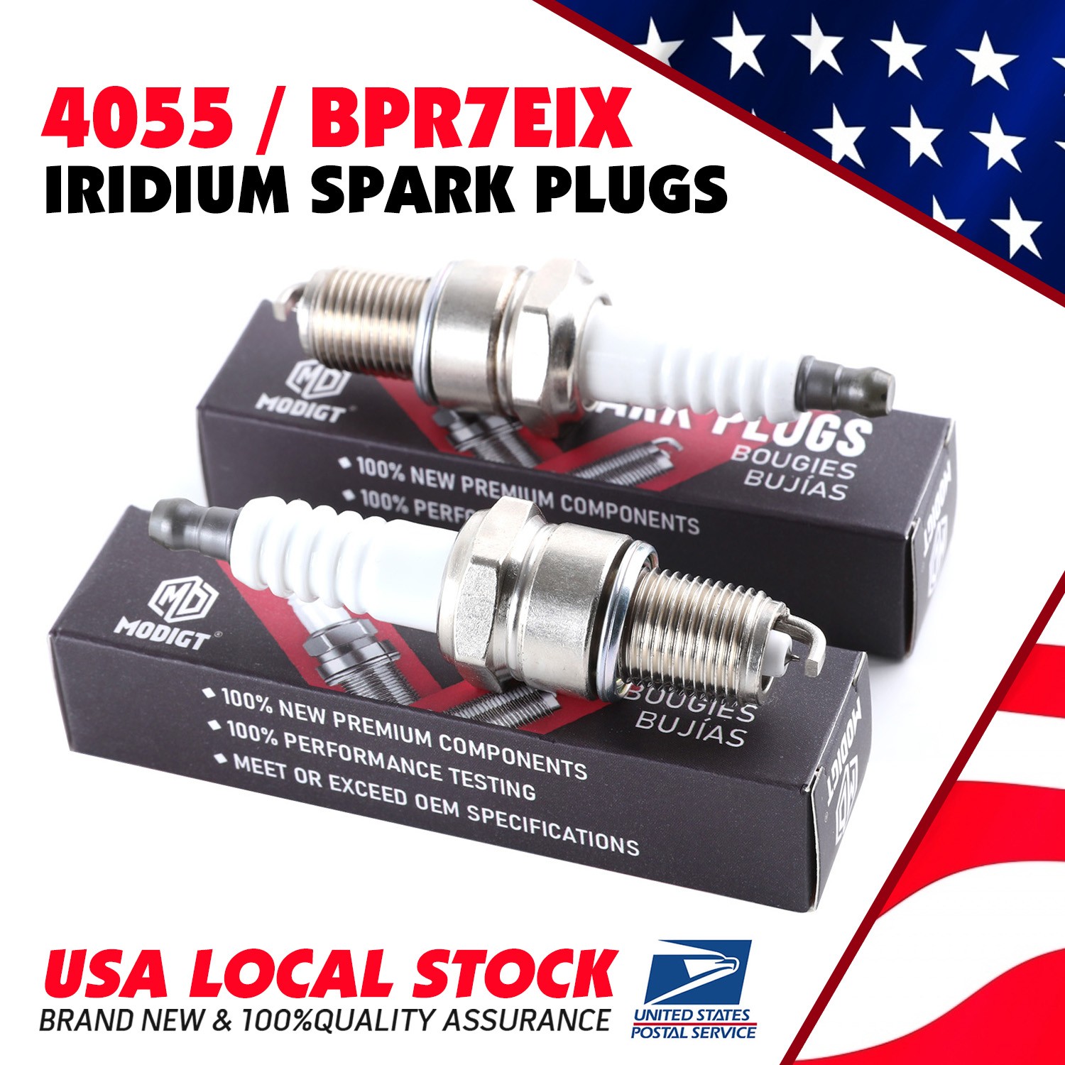 Enhance Engine Performance For NGK 4055 / BPR7EIX, OEM Spark Plugs Set 2pcs NEW