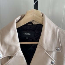 Mackage Clement Beige Oversized Leather Biker Jacket Men’s 44 XL Luxe Moto *NOTE