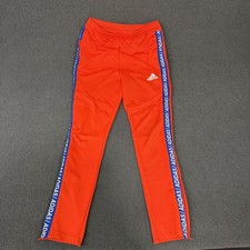 Adidas Pants Youth 13-14Y L Red AEROREADY Logo Tape Zip Hem Soccer Gym Training