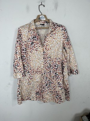 NIC+ZOE Womens Shirt 1X Fall Floral Button Up Leaf Lightweight Tunic Jacket
