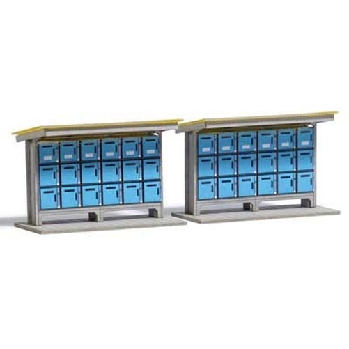 Busch 1845 HO Scale Parcel Delivery Lockers - Laser-Cut Kit Includes 2 Locker