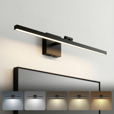 Morden Vanity Lights, Black Bathroom Light Fixtures LED Lighting Bar, 5Cct&Dimma