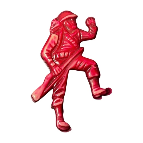 Vintage Bakelite Soldier Brooch World War 2 Era Red Plastic Military C Clasp Pin